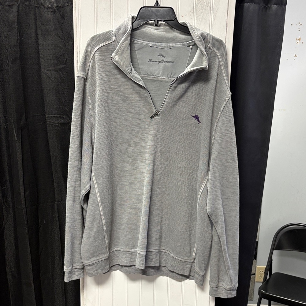 Tommy Bahama Light Gray Quarter-Zip Pullover